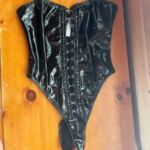 Shiny Black Body Suit: Size Small